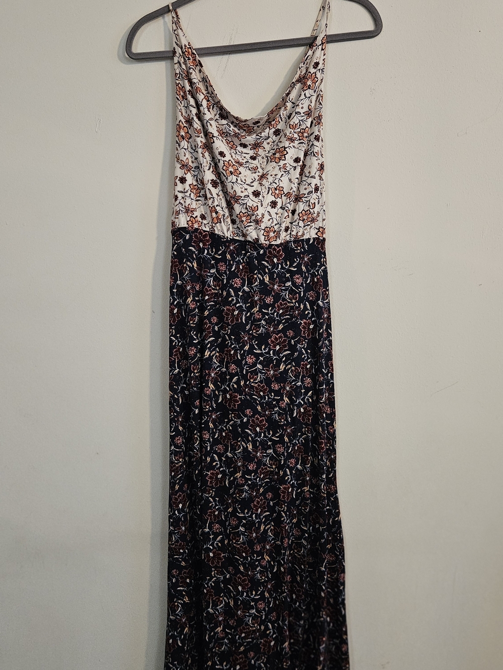 Free People Floral Cowl Backless Maxi Dress - White & Black